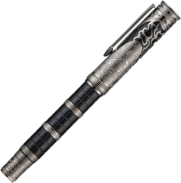 Fountain Pen Black Fine Nib, Qin Dynasty Retro Chinese Totem Engraving with Converter and Pen Box Set - 图片 2