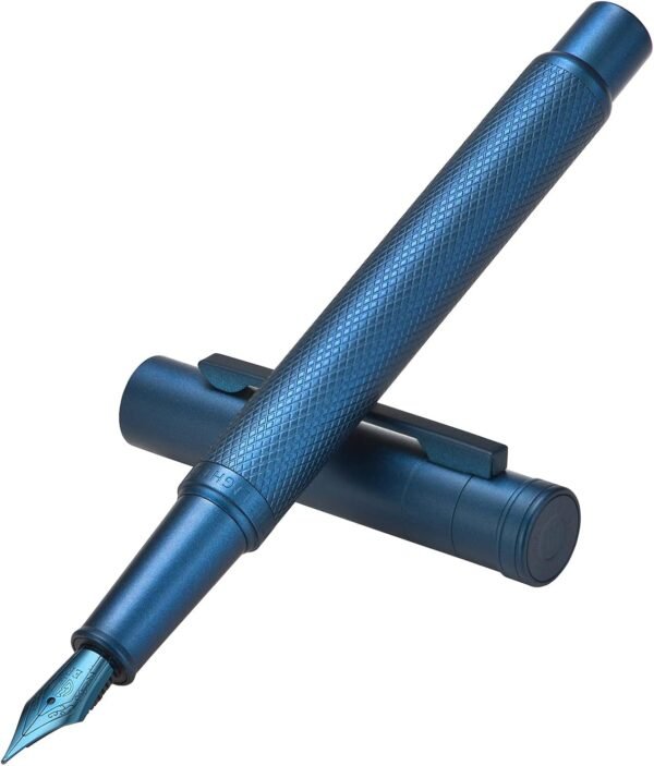 Dark Blue Forest Fountain Pen Extra Fine Nib Classic Design with Converter and Metal Pen Case Set - 图片 2