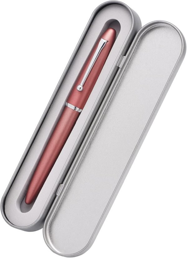 Red Metal Fountain Pen Bent Nib 0.6 mm Classic Pen Office Pen Writing with Metal Box - 图片 2