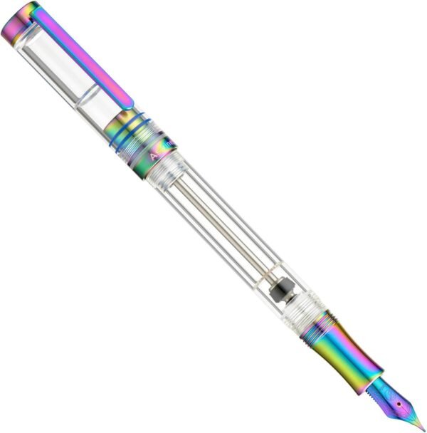 Titanium Fountain Pen Vacuum Filling, Rainbow Iridium Fine Point Transparent Acrylic Smooth Writing Pen Case Set（Rainbow） - 图片 2
