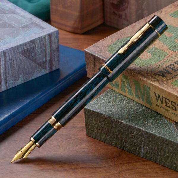 Germany Cumberland Ebonite Fountain Pen #8 Medium Nib, Large Handcraft Pen with Converter Pen Box Collection Set- Blue - 图片 3