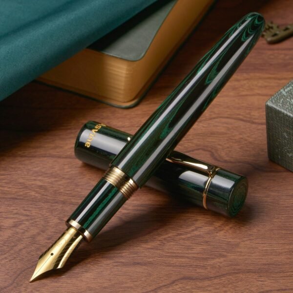 Germany Cumberland Ebonite Fountain Pen #8 Medium Nib, Large Handcraft Pen with Converter Pen Box Collection Set- Green - 图片 3