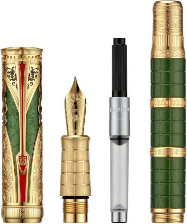 Fountain Pen - Green Qin Dynasty Writing Pen with Fine Nib and Converter Set - 图片 3