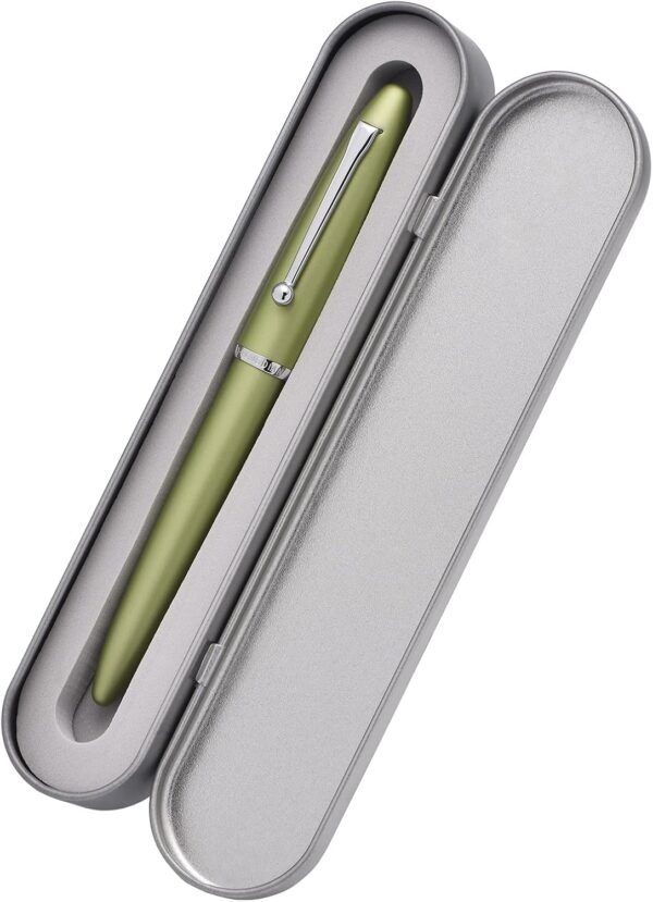 Green Metal Fountain Pen Bent Nib 0.6 mm Classic Pen Office Pen Writing with Metal Box - 图片 3