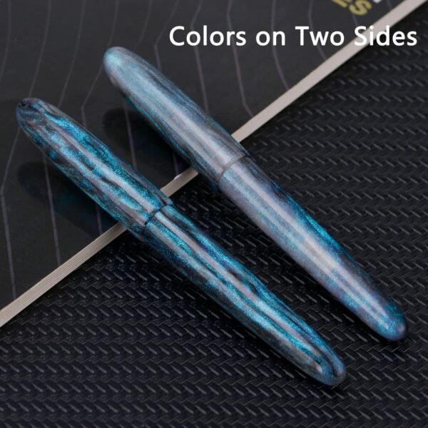 Fountain Pen #8 Stub 1.1mm Nib Large Handcraft Calligraphy Art Drawing Pen with Converter Pen Case Collection Set (Light Blue Glitter) - 图片 3