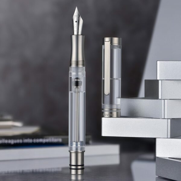 Titanium Fountain Pen Vacuum Filling, Rainbow Iridium Fine Point Transparent Acrylic Smooth Writing Pen Case Set（Fine） - 图片 4