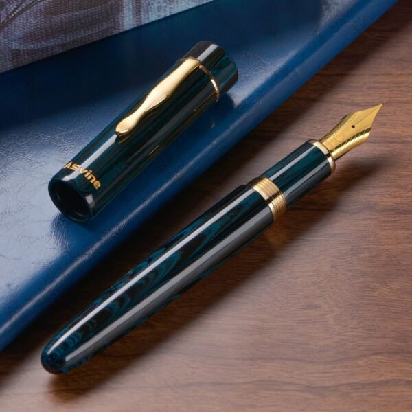 Germany Cumberland Ebonite Fountain Pen #8 Medium Nib, Large Handcraft Pen with Converter Pen Box Collection Set- Blue - 图片 4