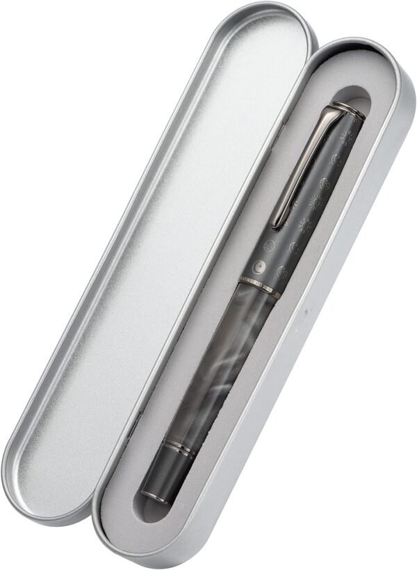 Gray Resin Piston Fountain Pen, Steel Fine Point Classic Pen Robbit on Top, Smooth Writing Pen with Metal Case（Gray-N7） - 图片 4