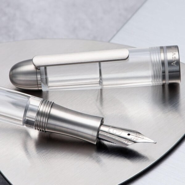 Titanium Fountain Pen Piston Filling, Iridium Medium Nib Clear Transparent Acrylic Smooth Writing Pen Case Set - 图片 4