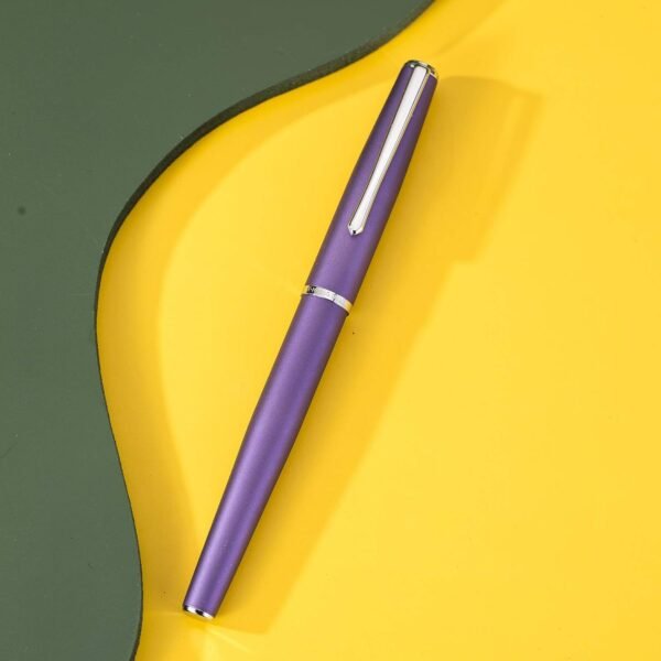 Purple Metal Fountain Pen, Steel Fine Point Classic Pen, Includes Refillable Converter and Pen Pouch - 图片 4