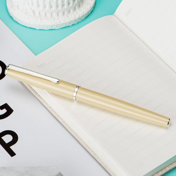 Fountain Pen Yellow Meta Pen, Iridium Fine Point Classic Pen with Ink Converter - 图片 4