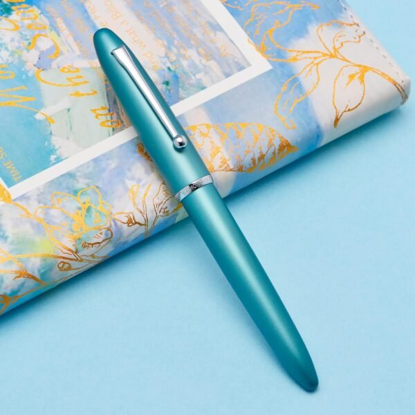 Blue Metal Fountain Pen Bent Nib 0.6 mm Classic Pen Office Pen Writing with Metal Box - 图片 4
