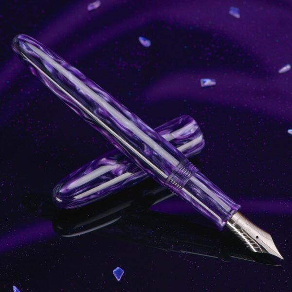 Fountain Pen #8 Stub 1.1mm Nib Large Handcraft Calligraphy Art Drawing Pen with Converter Pen Case Collection Set (Purple Ripple) - 图片 5