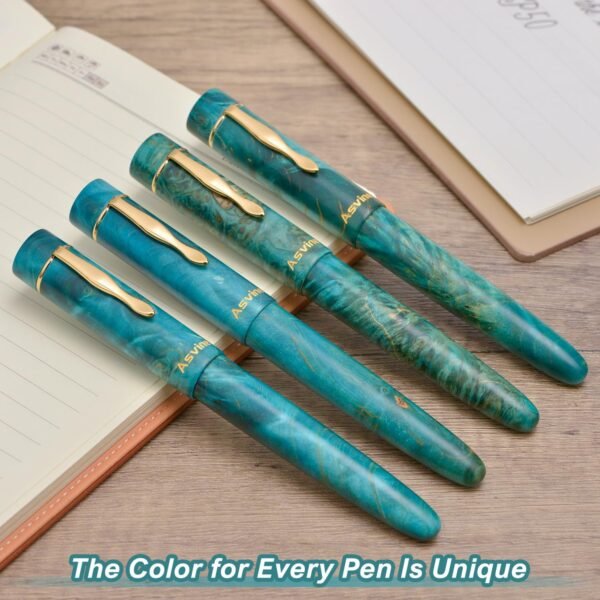 Stabilized Wood Fountain Pen C2000 Number 8 Medium Nib Large Handcraft Unique Pattern Pen with Converter Pen Box Collection Set- Oasis - 图片 5