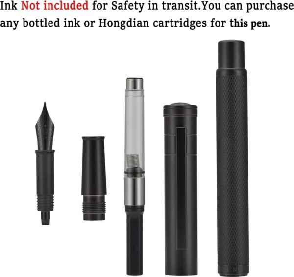 Matte Black Forest Fountain Pen Extra Fine Nib Classic Design with Converter and Metal Pen Box Set（Black） - 图片 4