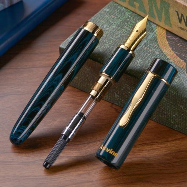 Germany Cumberland Ebonite Fountain Pen #8 Medium Nib, Large Handcraft Pen with Converter Pen Box Collection Set- Blue - 图片 5