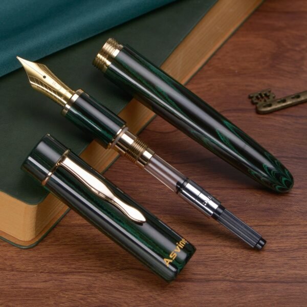 Germany Cumberland Ebonite Fountain Pen #8 Medium Nib, Large Handcraft Pen with Converter Pen Box Collection Set- Green - 图片 5