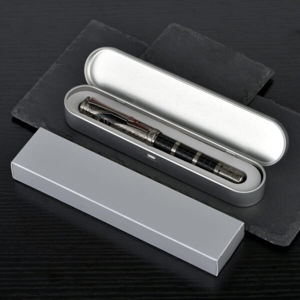 Fountain Pen Black Fine Nib, Qin Dynasty Retro Chinese Totem Engraving with Converter and Pen Box Set - 图片 5