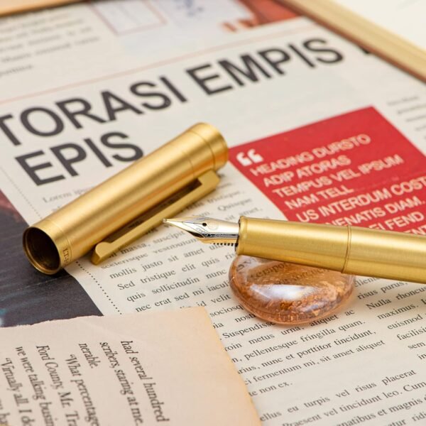 Brass Fountain Pen Extra Fine Nib Classic Design Smooth Writing Copper Pen with Converter and Pen Case Set（Brass） - 图片 5