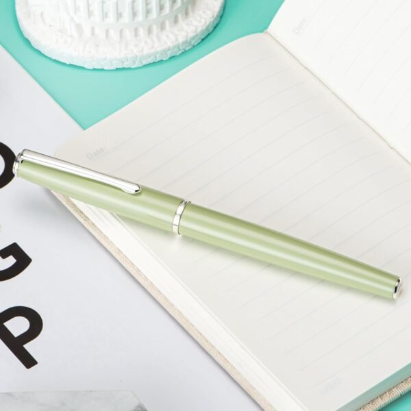 Fountain Pen Grass Green Meta Pen, Steel Fine Point Classic Pen with Ink Converter - 图片 5