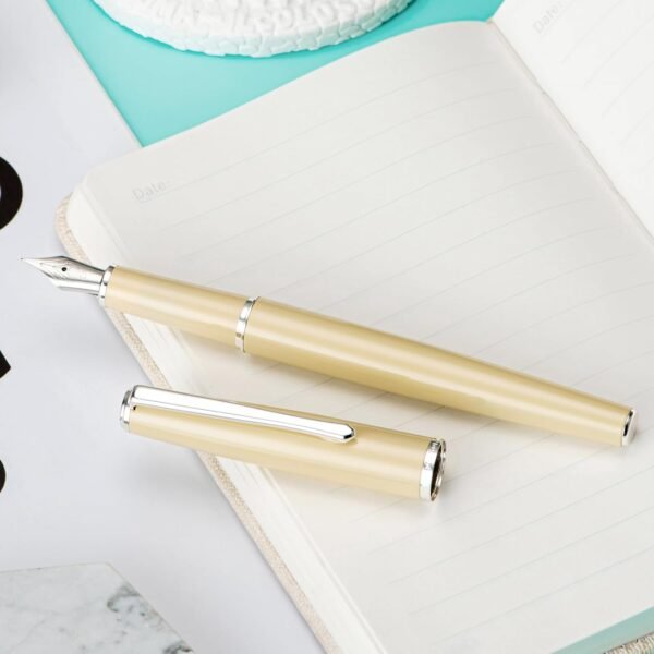 Fountain Pen Yellow Meta Pen, Iridium Fine Point Classic Pen with Ink Converter - 图片 5