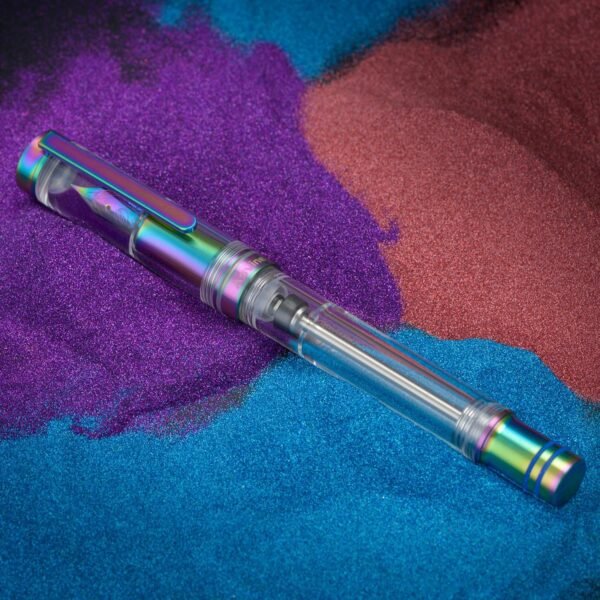 Titanium Fountain Pen Vacuum Filling, Rainbow Iridium Fine Point Transparent Acrylic Smooth Writing Pen Case Set（Rainbow） - 图片 5
