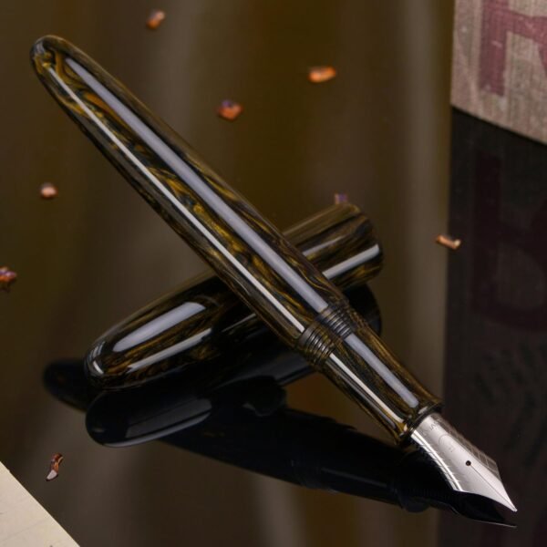 Fountain Pen #8 Stub 1.1mm Nib Large Handcraft Calligraphy Art Drawing Pen with Converter Pen Case Collection Set (Brown Gold) - 图片 5