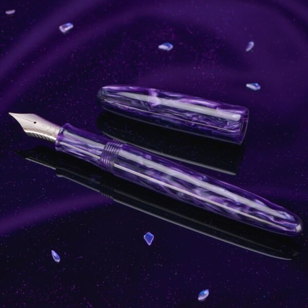 Fountain Pen #8 Stub 1.1mm Nib Large Handcraft Calligraphy Art Drawing Pen with Converter Pen Case Collection Set (Purple Ripple) - 图片 6