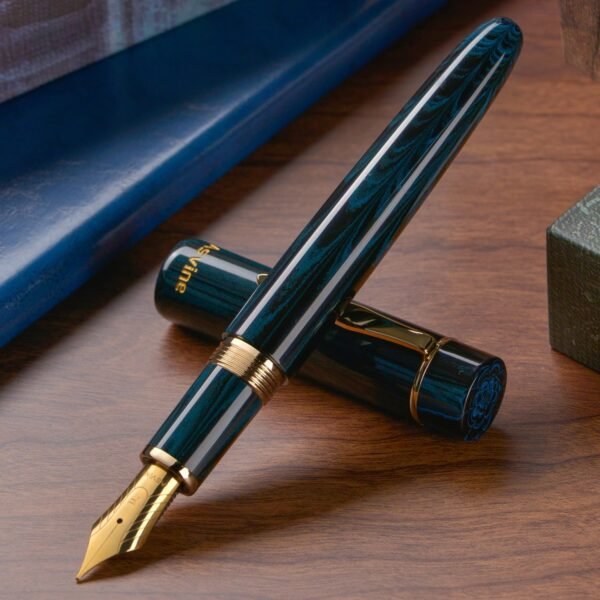 Germany Cumberland Ebonite Fountain Pen #8 Medium Nib, Large Handcraft Pen with Converter Pen Box Collection Set- Blue - 图片 6