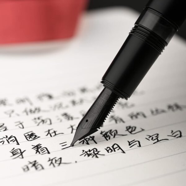 Black Metal Resin Piston Fountain Pen, Black Iridium Fine Nib Classic Pen, Includes Metal Box Writing Pen（Black-N6） - 图片 6