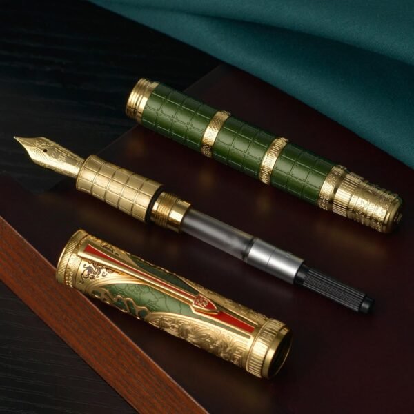 Fountain Pen - Green Qin Dynasty Writing Pen with Fine Nib and Converter Set - 图片 6