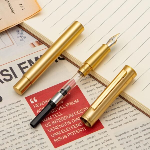 Brass Fountain Pen Extra Fine Nib Classic Design Smooth Writing Copper Pen with Converter and Pen Case Set（Brass） - 图片 6
