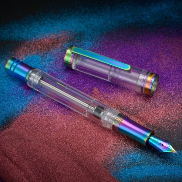 Titanium Fountain Pen Vacuum Filling, Rainbow Iridium Fine Point Transparent Acrylic Smooth Writing Pen Case Set（Rainbow） - 图片 6