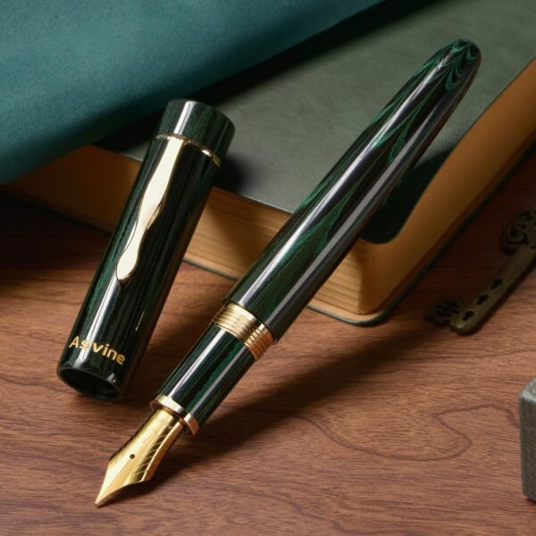 Germany Cumberland Ebonite Fountain Pen #8 Medium Nib, Large Handcraft Pen with Converter Pen Box Collection Set- Green - 图片 7