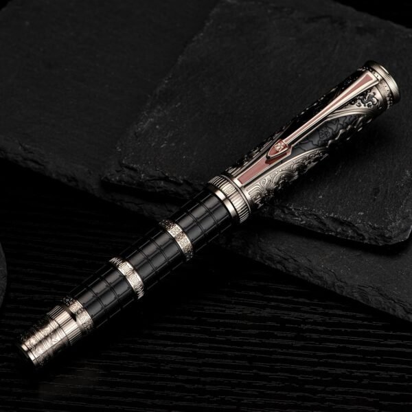 Fountain Pen Black Fine Nib, Qin Dynasty Retro Chinese Totem Engraving with Converter and Pen Box Set - 图片 7