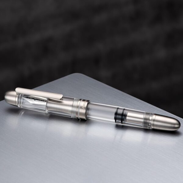 Titanium Fountain Pen Piston Filling, Iridium Medium Nib Clear Transparent Acrylic Smooth Writing Pen Case Set - 图片 7