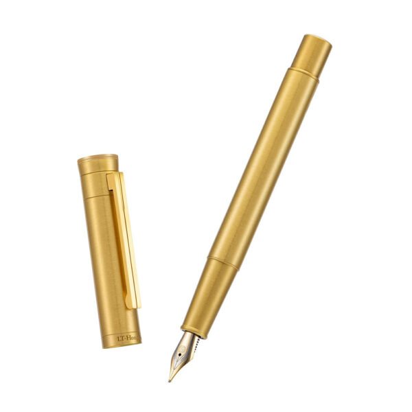 Brass Fountain Pen Extra Fine Nib Classic Design Smooth Writing Copper Pen with Converter and Pen Case Set（Brass）
