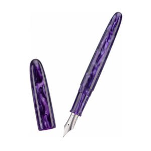 Fountain Pen #8 Stub 1.1mm Nib Large Handcraft Calligraphy Art Drawing Pen with Converter Pen Case Collection Set (Purple Ripple)