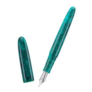 Fountain Pen #8 Stub 1.1mm Nib Large Handcraft Calligraphy Art Drawing Pen with Converter Pen Case Collection Set (Green Glitter)
