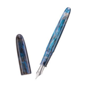 Fountain Pen #8 Stub 1.1mm Nib Large Handcraft Calligraphy Art Drawing Pen with Converter Pen Case Collection Set (Light Blue Glitter)