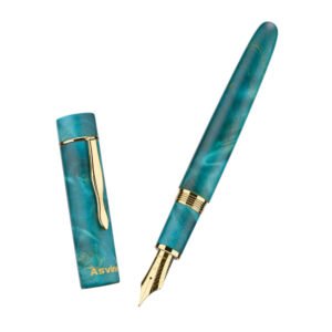 Stabilized Wood Fountain Pen C2000 Number 8 Medium Nib Large Handcraft Unique Pattern Pen with Converter Pen Box Collection Set- Oasis