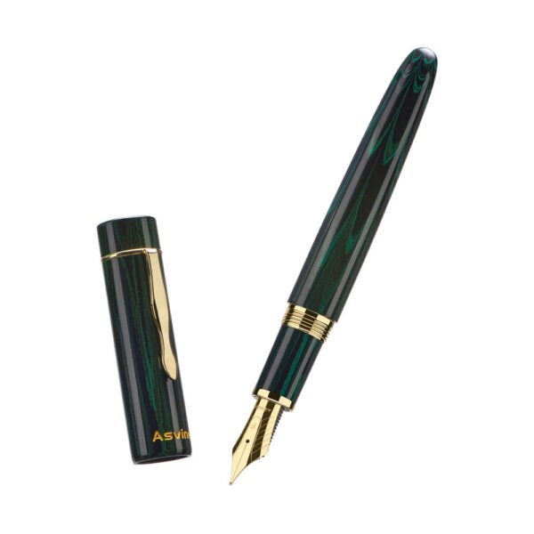 Germany Cumberland Ebonite Fountain Pen #8 Medium Nib, Large Handcraft Pen with Converter Pen Box Collection Set- Green