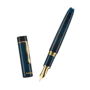 Germany Cumberland Ebonite Fountain Pen #8 Medium Nib, Large Handcraft Pen with Converter Pen Box Collection Set- Blue