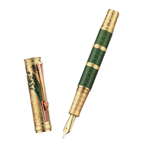 Fountain Pen - Green Qin Dynasty Writing Pen with Fine Nib and Converter Set
