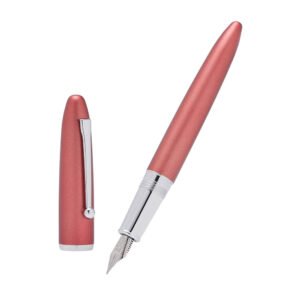 Red Metal Fountain Pen Bent Nib 0.6 mm Classic Pen Office Pen Writing with Metal Box