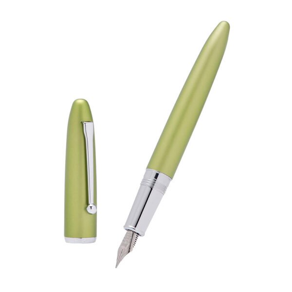 Green Metal Fountain Pen Bent Nib 0.6 mm Classic Pen Office Pen Writing with Metal Box