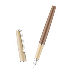 Fountain Pen Brown Metal Pen, Steel Fine Point Classic Pen with Ink Converter