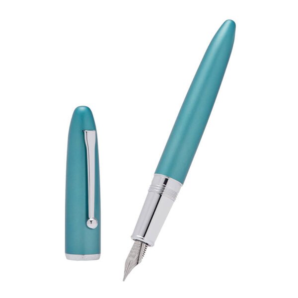 Blue Metal Fountain Pen Bent Nib 0.6 mm Classic Pen Office Pen Writing with Metal Box